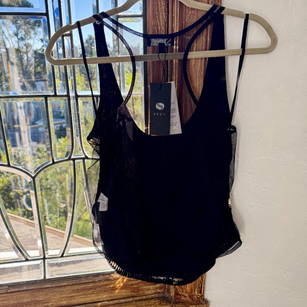 SETA 'Spark' Black & Gold Sequin Mesh Tank / NWT - Picture 8 of 8